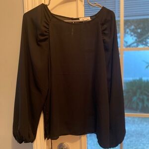 LOFT Black Blouse with Long Sleeves